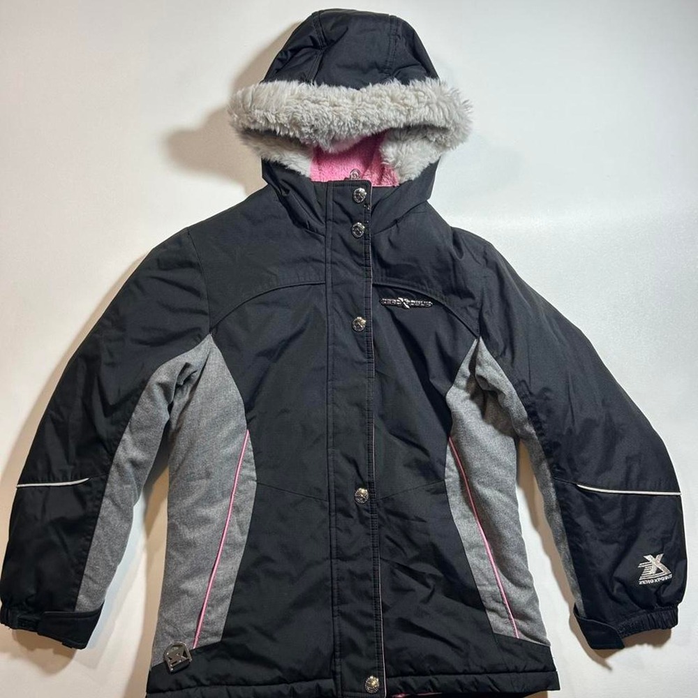 ZeroXposur Winter Ski Jacket Girls Size 10/12 Black Gray Pink